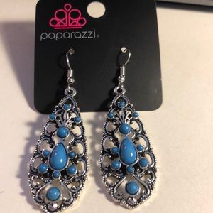 Silver with blue sandstone earrings